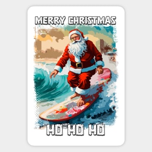 Funny Santa Claus surfing in the summer pop art illustration Magnet